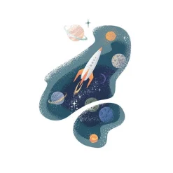 Rocket In Space Card